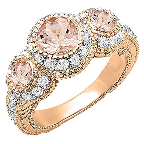 DazzlingRock Collection (KS715-1214K) 14K rose gold ladies' ring with morganite & white diamonds