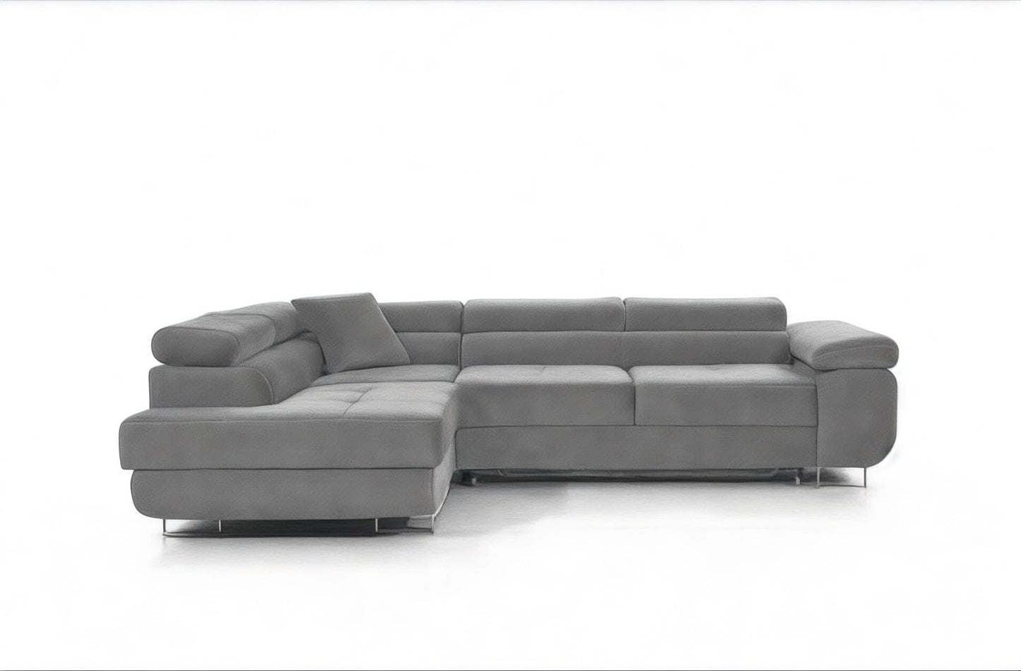 3-seater L-shaped corner sofa with sleeping function 'PASTI' corner couch for the living room (light grey, ottoman on the left)