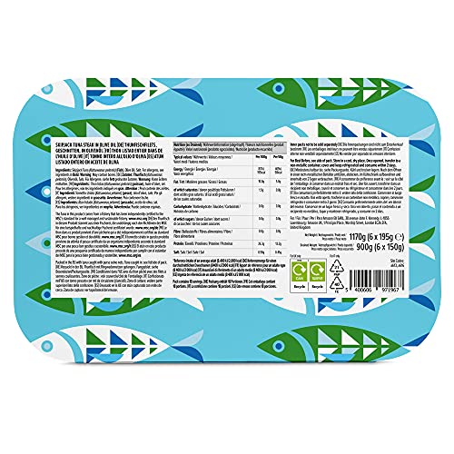 by Amazon Thunfischfilets (195g) in Olivenöl: Geschnitten, 6er-Pack