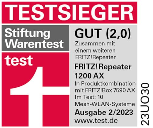 AVM FRITZ!Repeater 1200 AX - WLAN Mesh Repeater mit Wi-Fi 6 & Gigabit-LAN