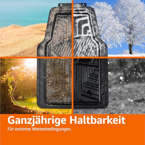 Amazon Basics Ganzjahres-Bodenmatten aus Gummi (4 Stück) für PKW, SUV und LKW (Schwarz)