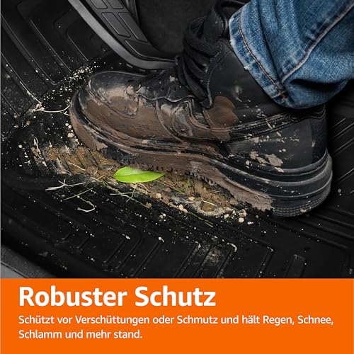 Amazon Basics Ganzjahres-Bodenmatten aus Gummi (4 Stück) für PKW, SUV und LKW (Schwarz)
