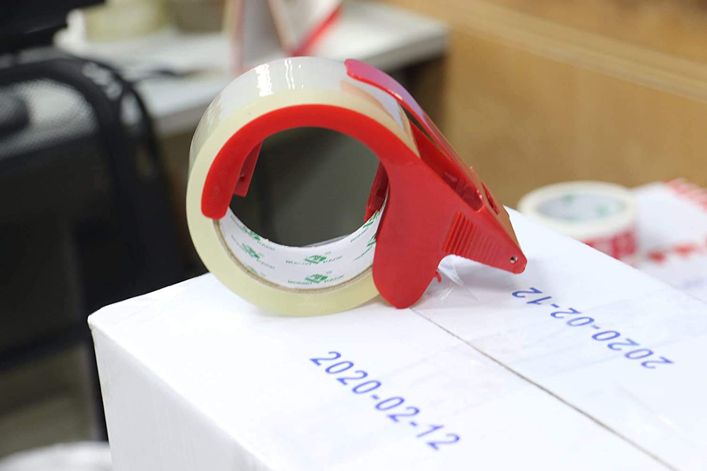 BOMEI PACK Parcel Tape Set | 6 rolls of clear 66m each + dispenser, versatile & easy to unwind
