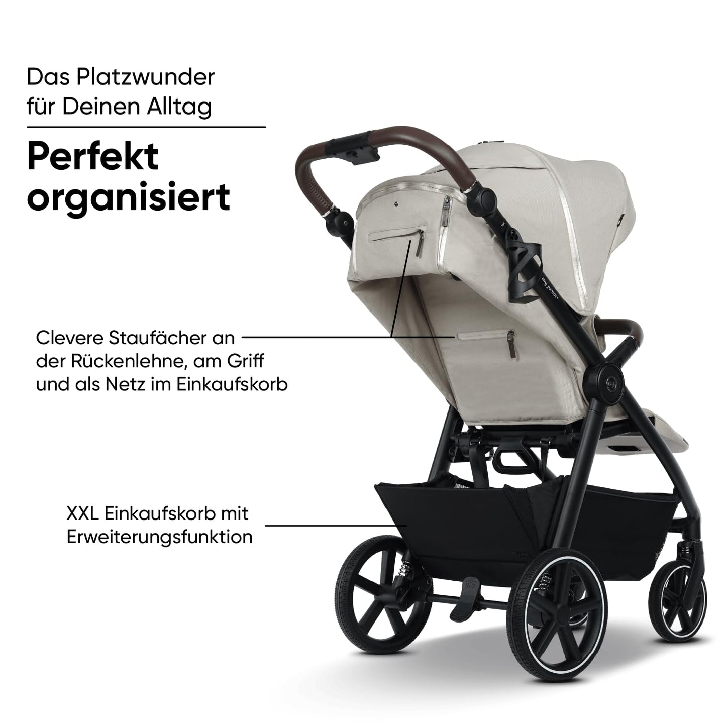 my junior® PLIA² | large comfort buggy with air-chamber tires including cup holder and carrying strap