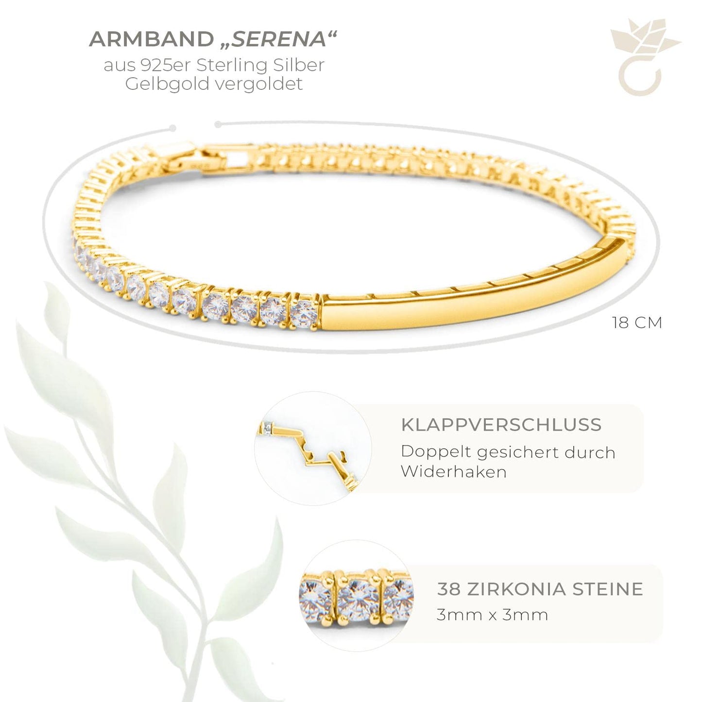 AMOONIC women's bracelet (gold-plated) with engraving & zirconia stones for gift