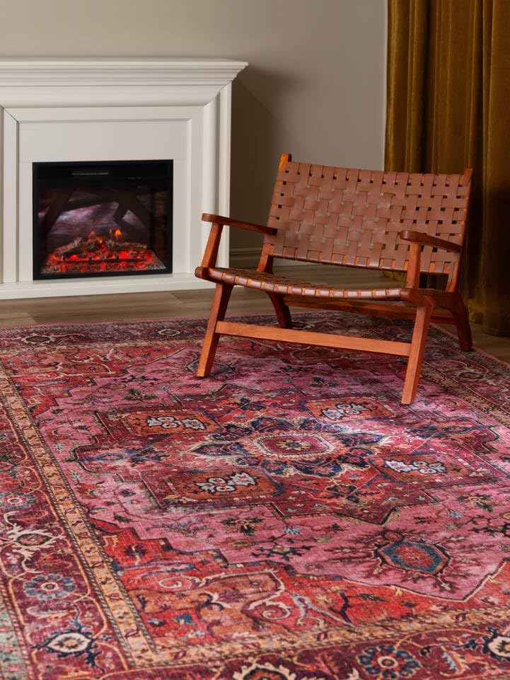 RugVista, Georgia Oriental, Rug, 200 x 300 cm, Rectangle, Short Pile, Modern, Oeko-TEX Standard 100, Living Room, Bedroom, Dining Room/Kitchen, Hallway, Office, Dry Clean Only, Red/Pink