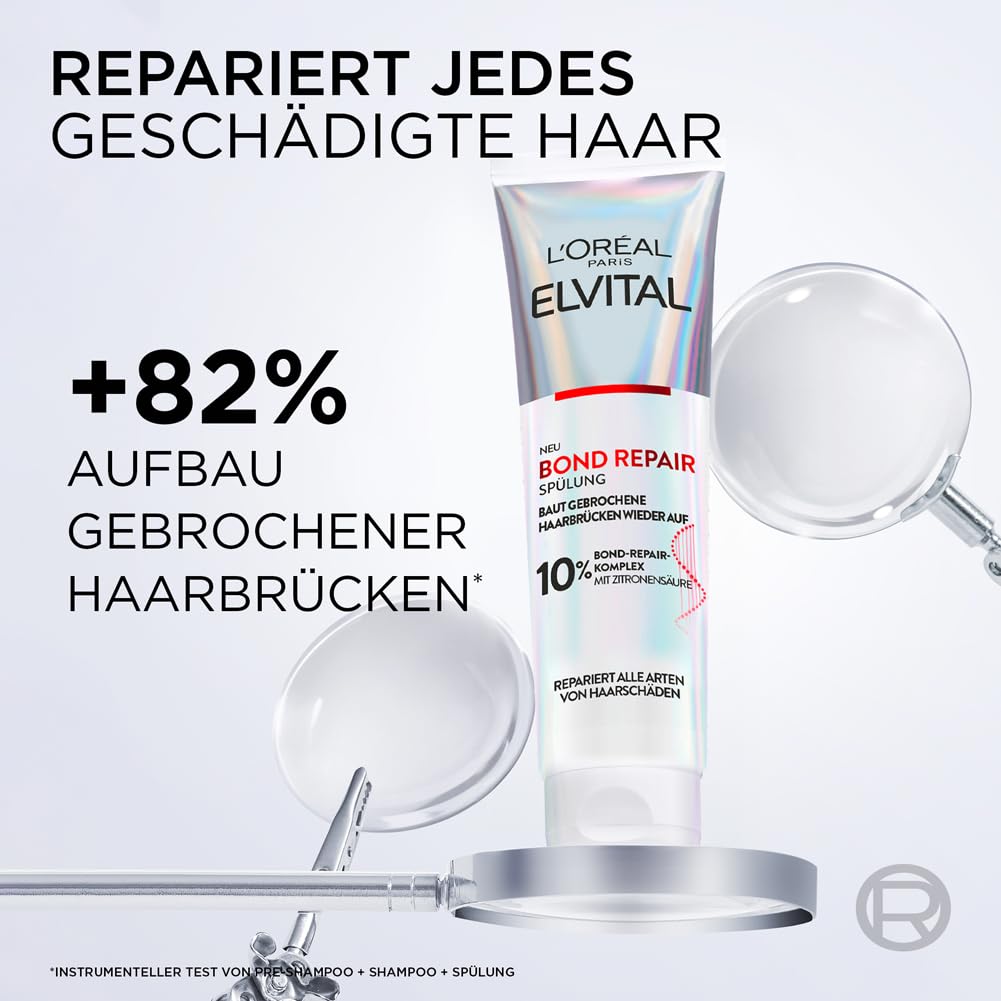 L'Oréal Paris Elvital Bond Repair Care Set (3 pieces) for hair repair with pre-shampoo, shampoo & conditioner