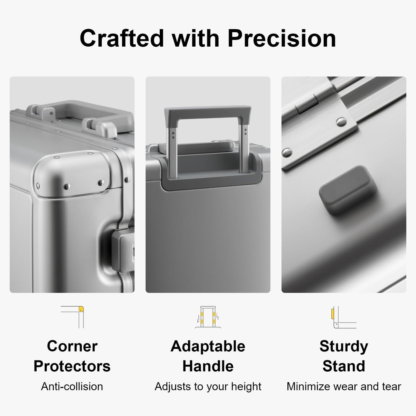 LEVEL8 Hard-Shell Aluminum Suitcase with Double TSA Lock (55cm - 35 Liters): Silver