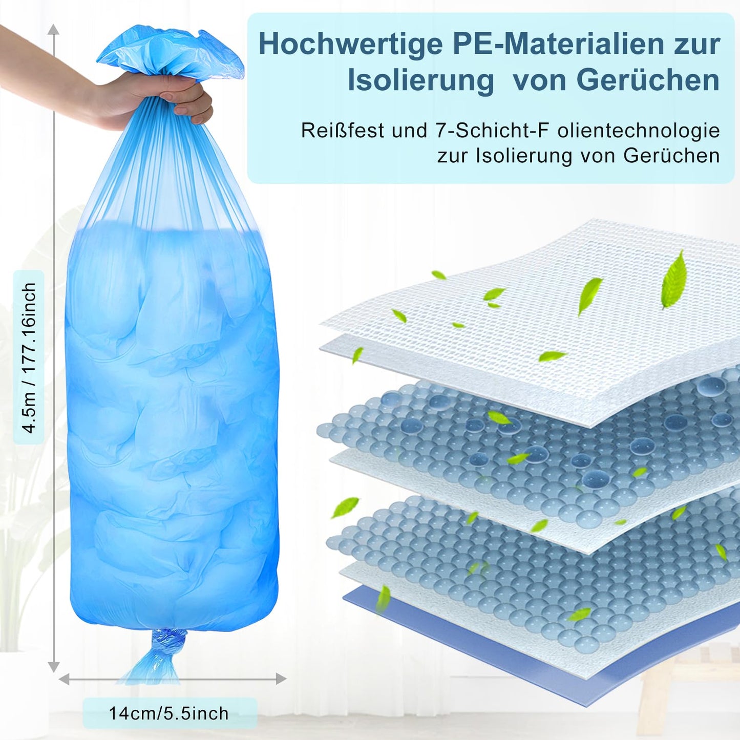 PARPAT Windeleimer Nachfüllkassetten 12er-Pack | Geruchsdichte Nachfüllfolie 4,5m