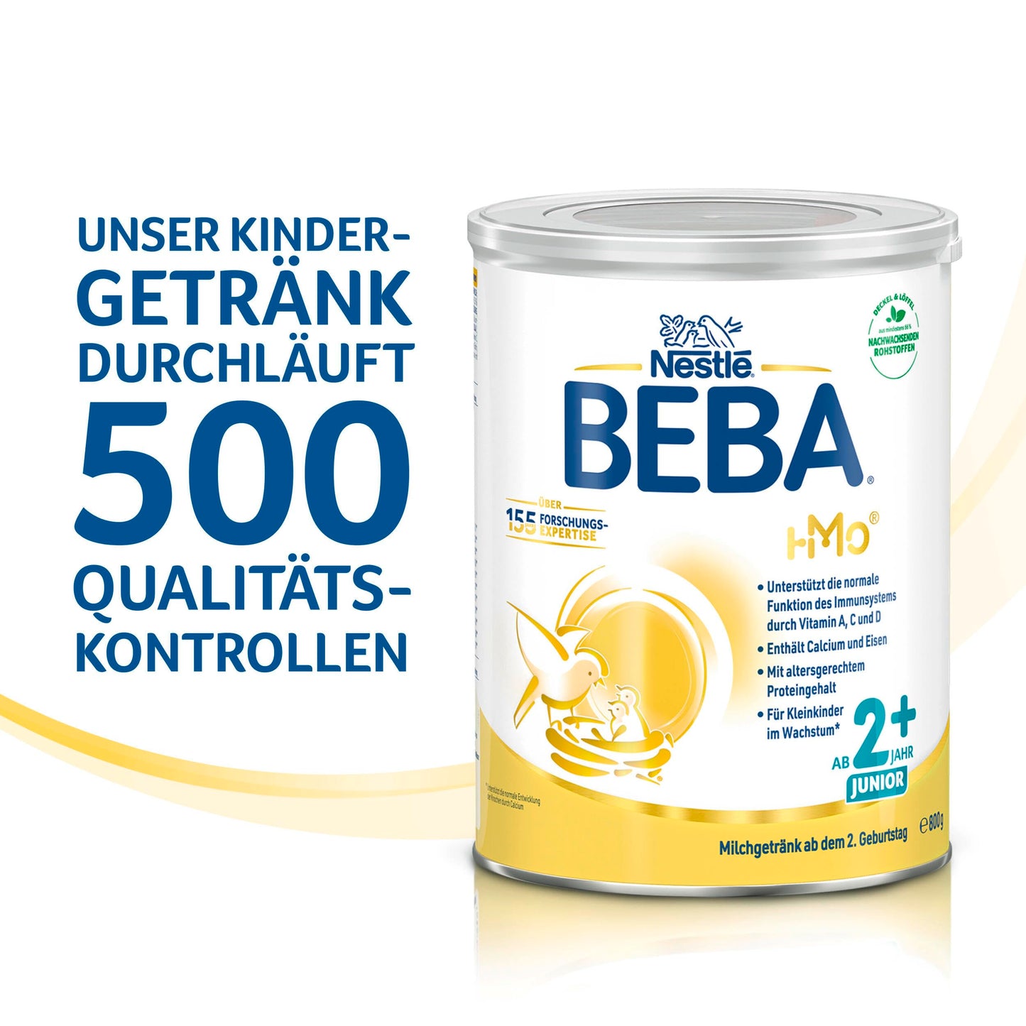 BEBA Junior 2+ Milchgetränk (3x 800g) ab dem 2. Geburtstag: Babynahrung mit HMO 2'-FL