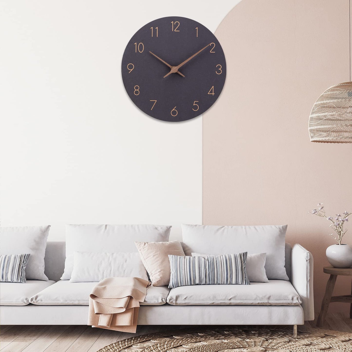Holz Quarz-Wanduhr (30cm) ohne Tickgeräusche für Wohnzimmer, Küche: Batteriebetrieben