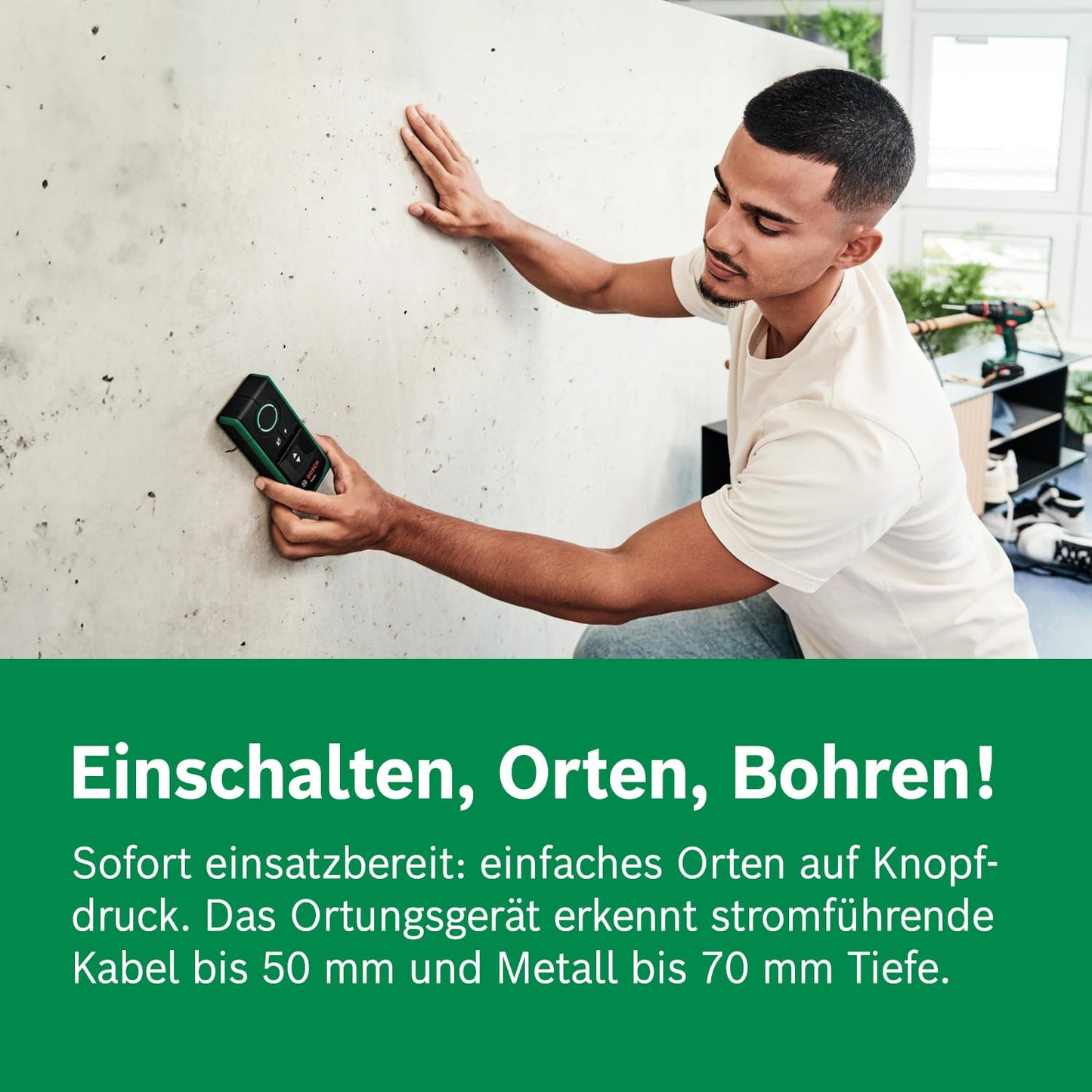 Bosch Ortungsgerät 'Truvo der 2. Generation' mit Ein-Knopf-Bedienung: Wandscanner bis 70mm