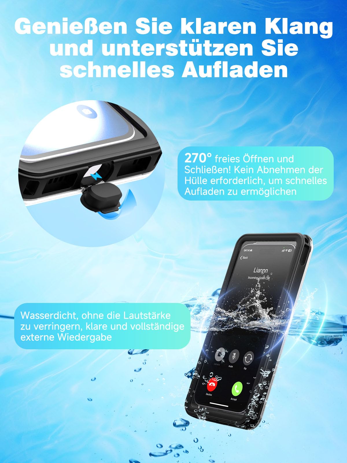 Universal Wasserdichte Unterwasser-Smartphone-Tasche 'Upgraded' IPX8 bis 6,9 Zoll