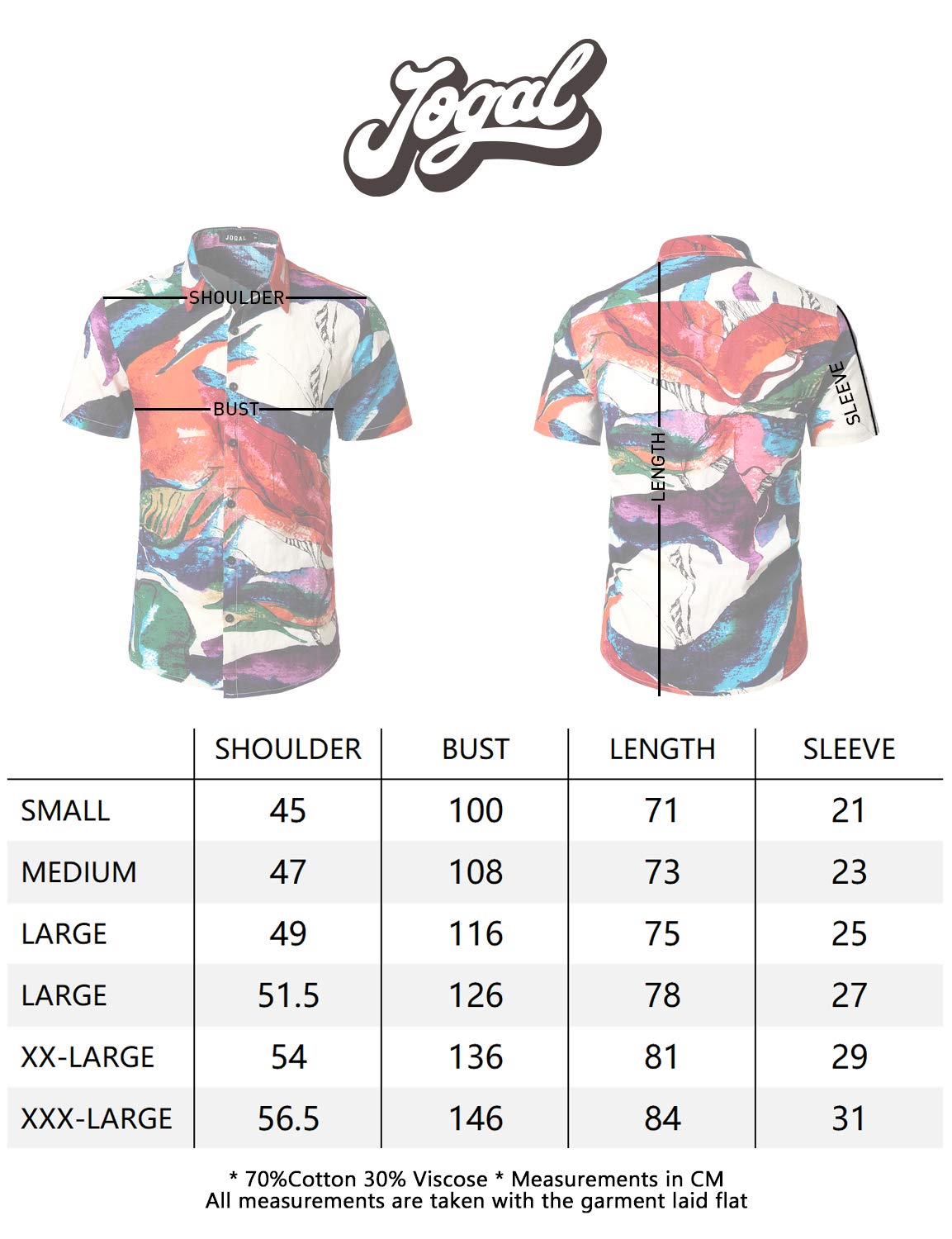 JOGAL short-sleeved Hawaiian shirt for men: floral pattern with stand-up collar