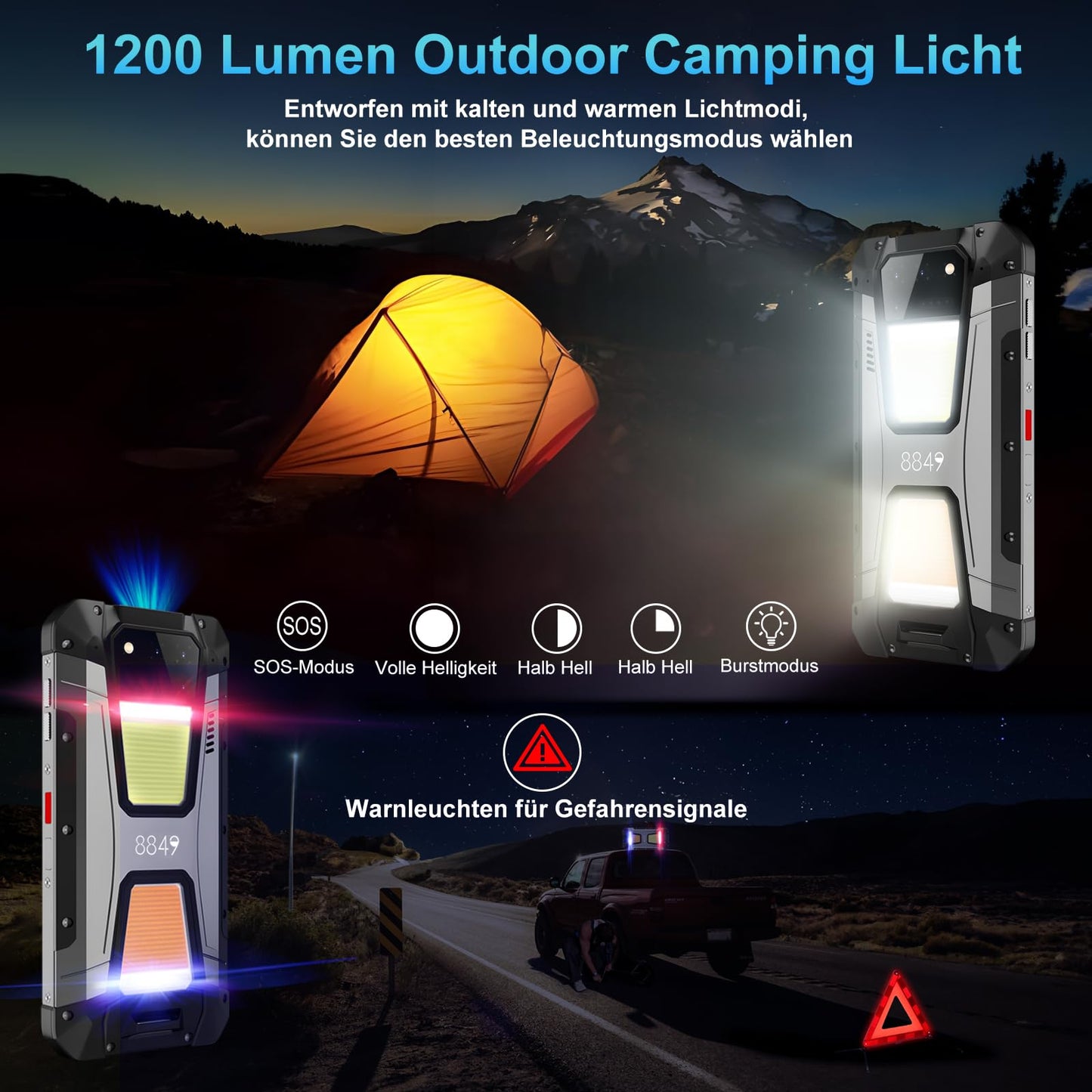Tank 2 Outdoor Dual SIM Smartphone mit Projektor & Nachtsicht (24GB RAM+512GB Speicher, 15500mAh)