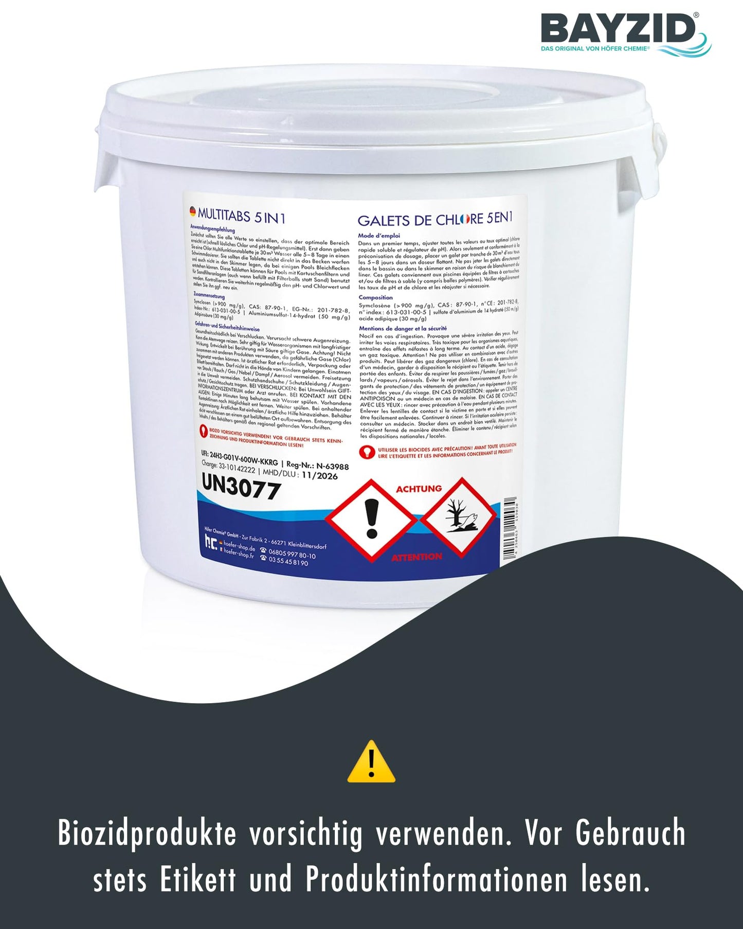 BAYZID 5-in-1 Chlorine Multitabs Tablets for Pools (200g-5kg): For crystal-clear pool water