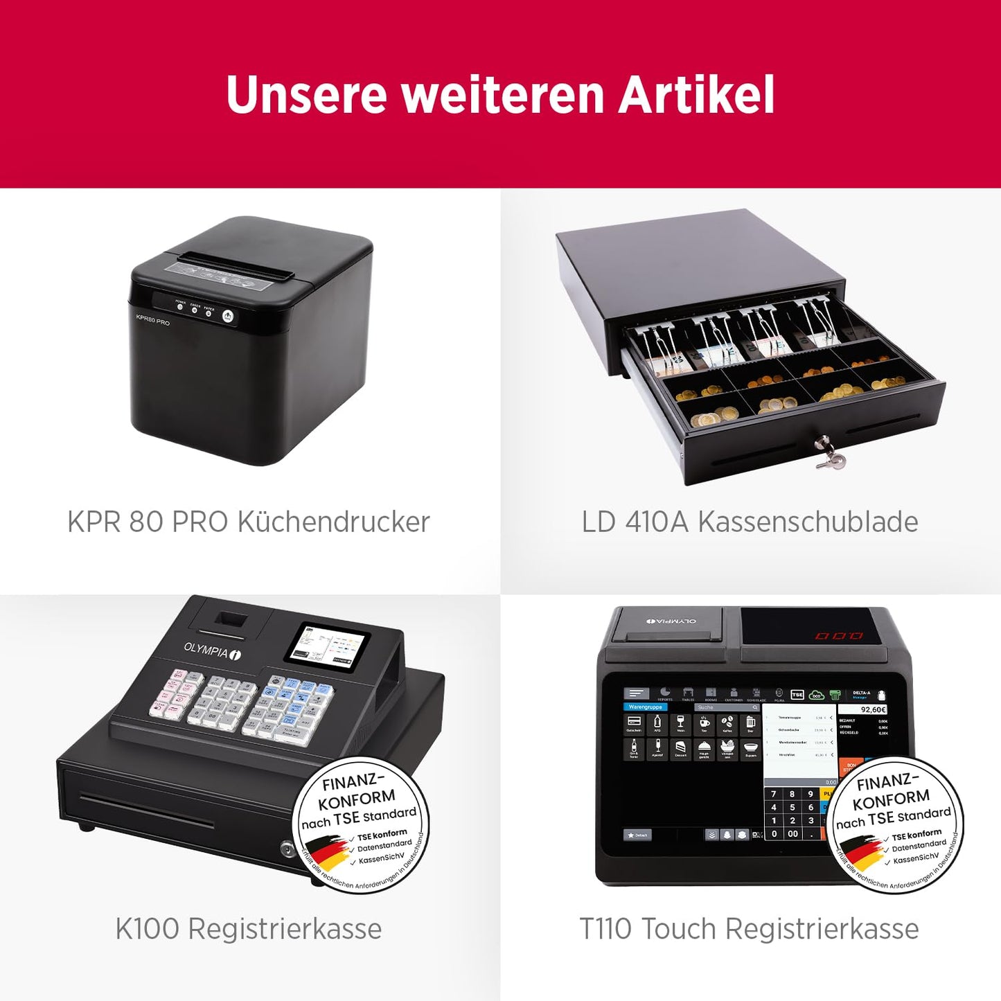 Olympia TS10 Touchscreen Kassensystem für Gastronomie & Einzelhandel: Scanner, Kundenanzeige