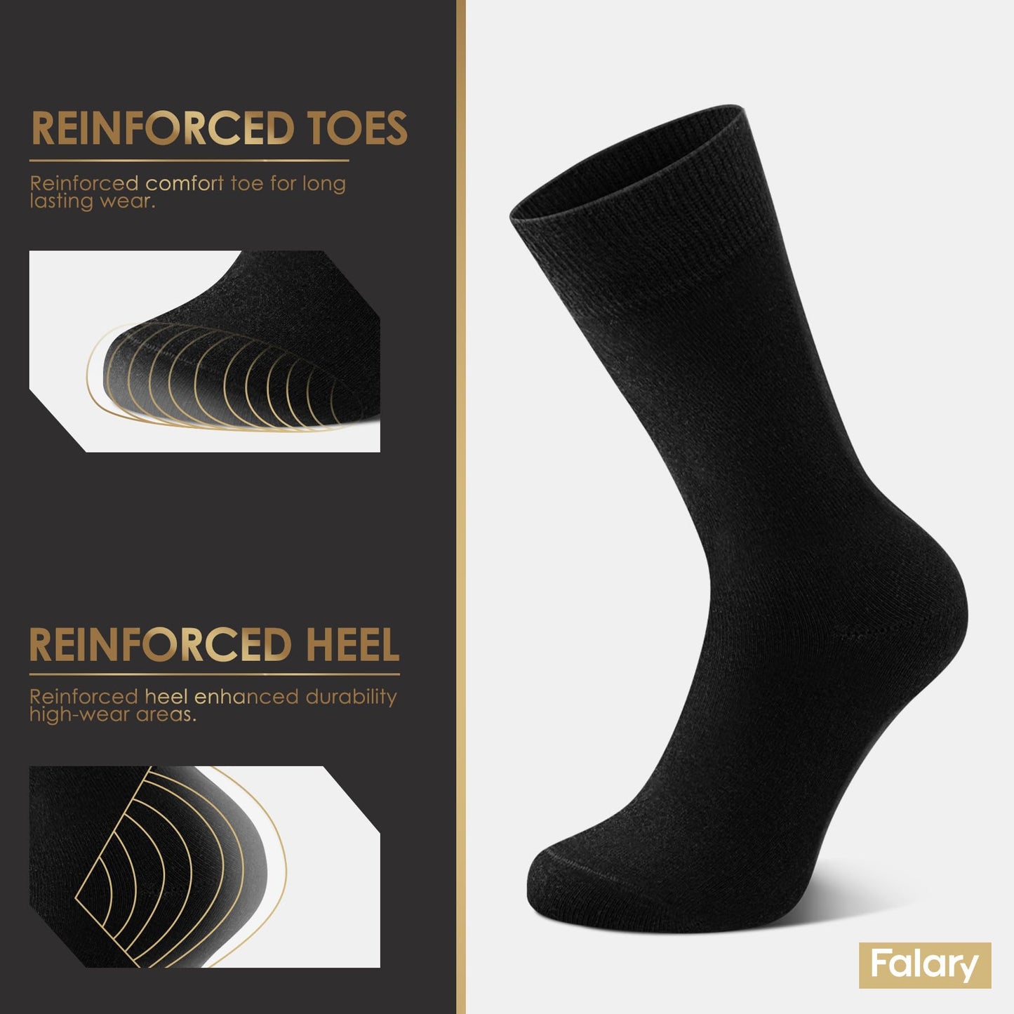 FALARY Baumwolle Herrensocken in Schwarz | Atmungsaktive Business Socken (12 Paar)