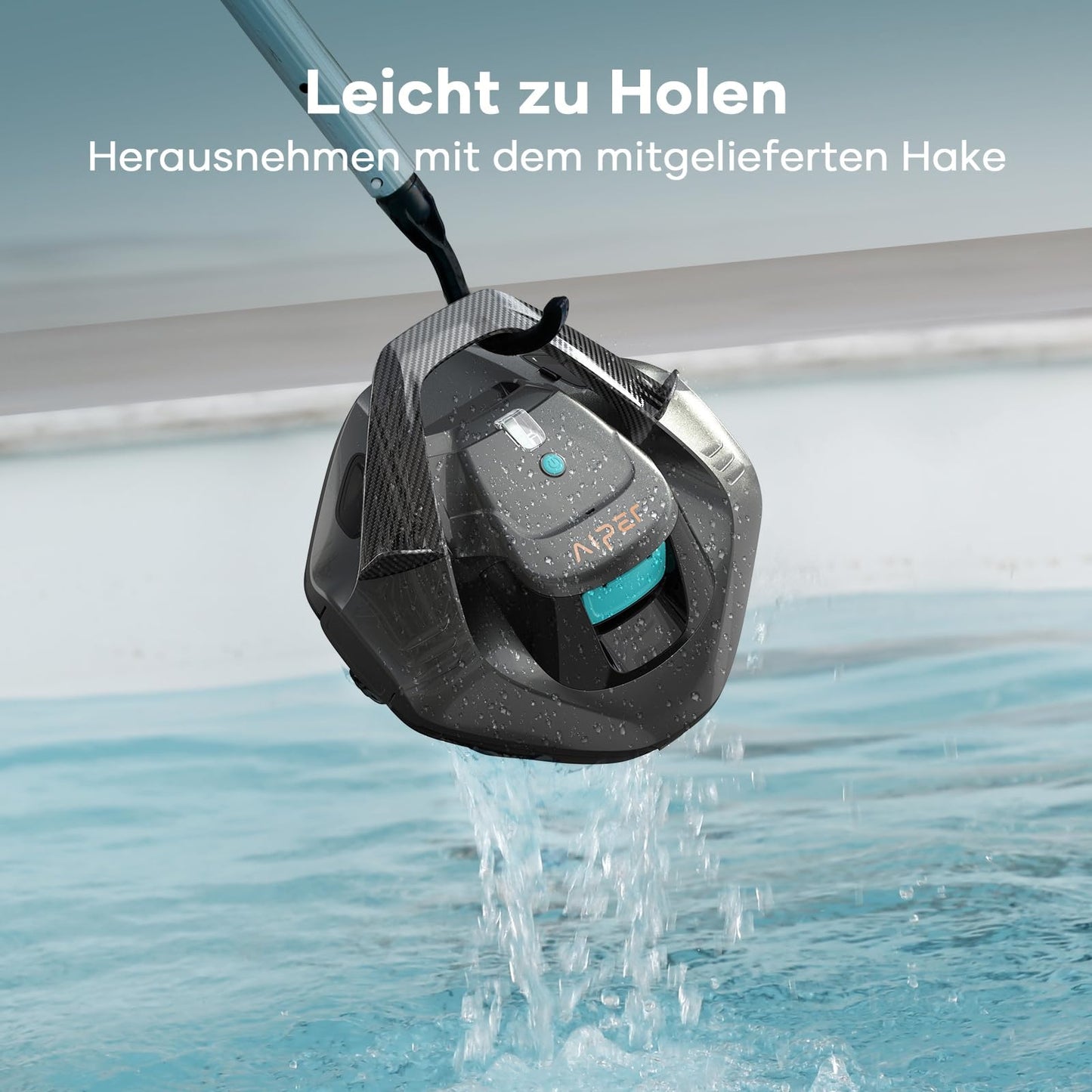 AIPER Cordless Pool Vacuum with Battery (90 min. Runtime): LED indicators, dual drive