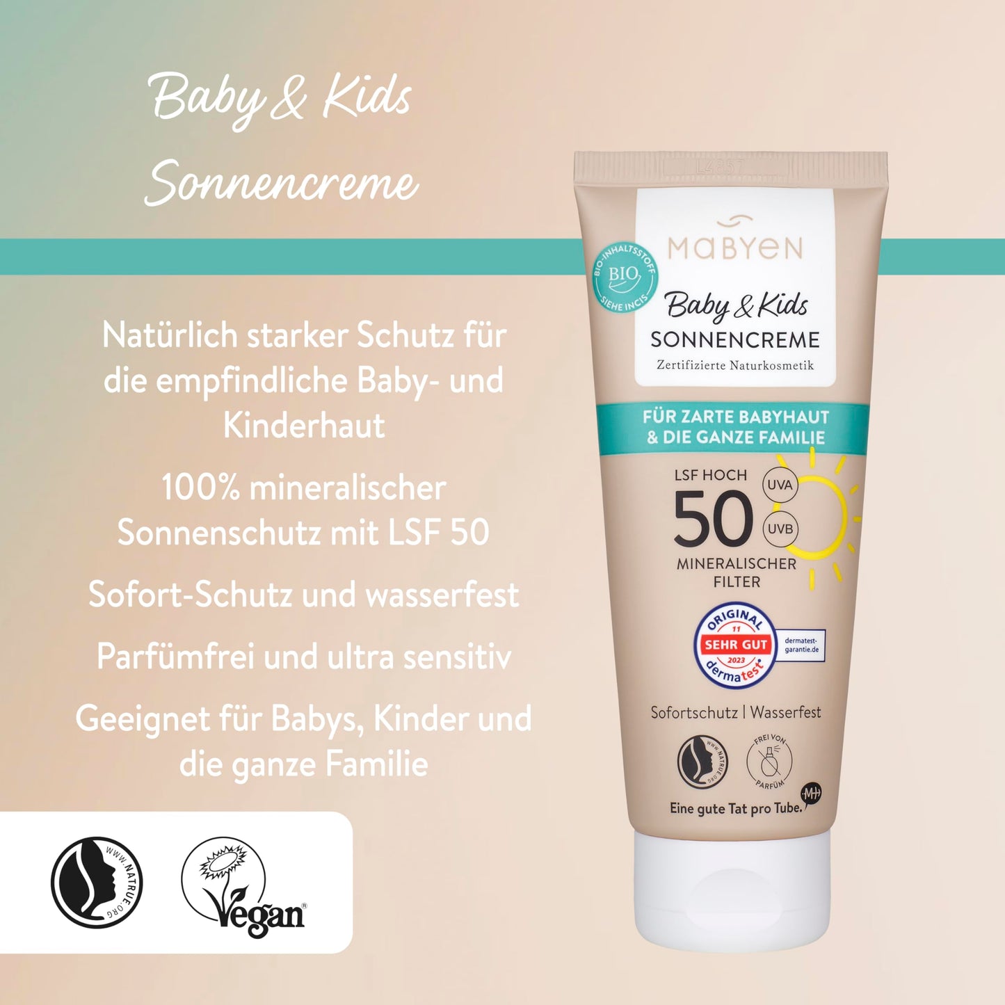Mabyen Baby & Kids Summer Protection Set (2-piece): Sunscreen SPF 50 + Insect Bite Gel | From birth, Vegan