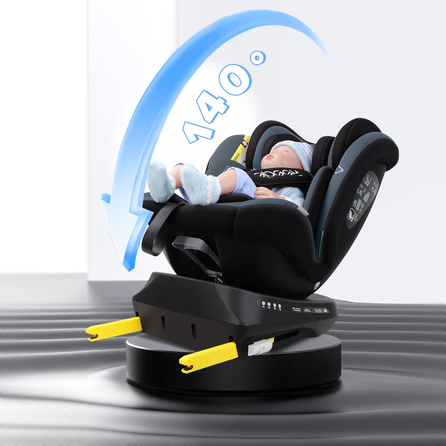 Reecle i-Size Kindersitz (Black Gray) 0+/1/2/3 | ISOFIX, Sicherheitszertifiziert