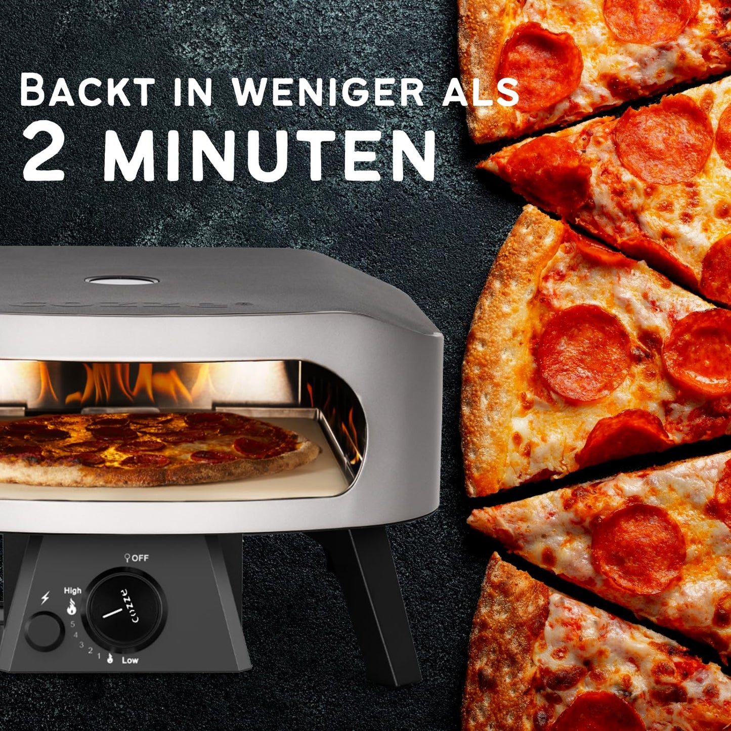 COZZE Mini Gas Pizza Oven (50mbar) with Regulator for Small Pizzas
