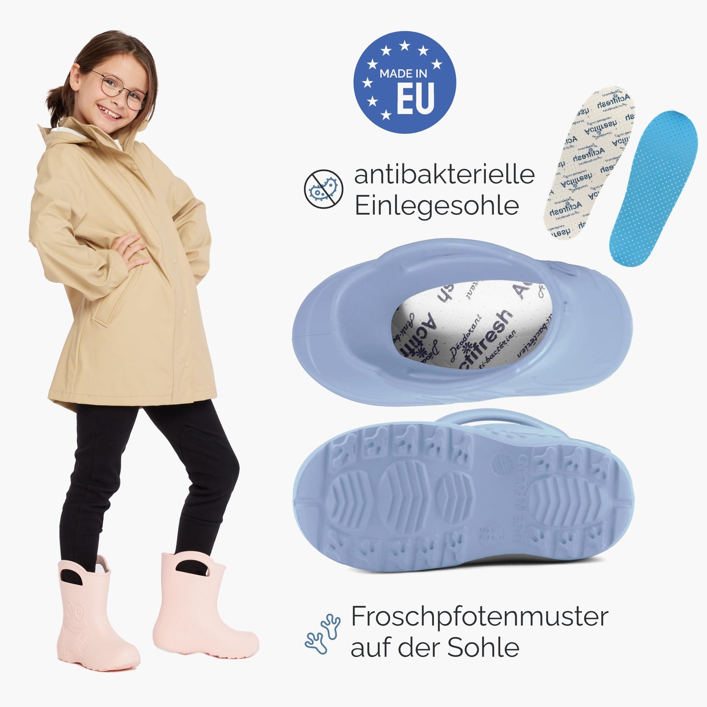 LADEHEID Eva children's rubber boots for boys and girls: Waterproof rain boots