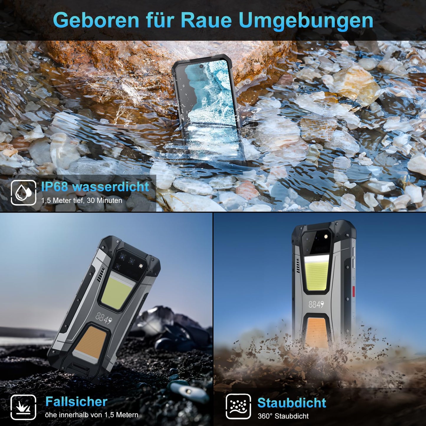 Tank 2 Outdoor Dual SIM Smartphone mit Projektor & Nachtsicht (24GB RAM+512GB Speicher, 15500mAh)