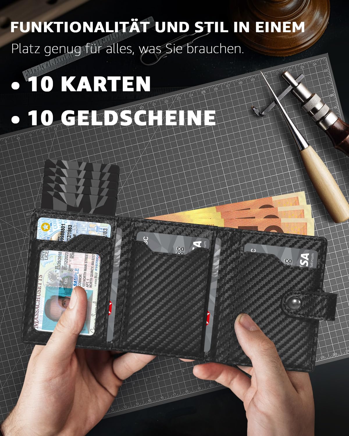 Slim Wallet-Geldbörse für Herren mit Münzfach & RFID Schutz: Kreditkartenetui