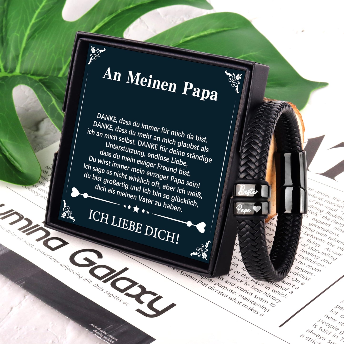 AN MEINEN PAPA Lederarmband mit Gravur für Vater-Geschenke zum Vatertag, Geburtstag