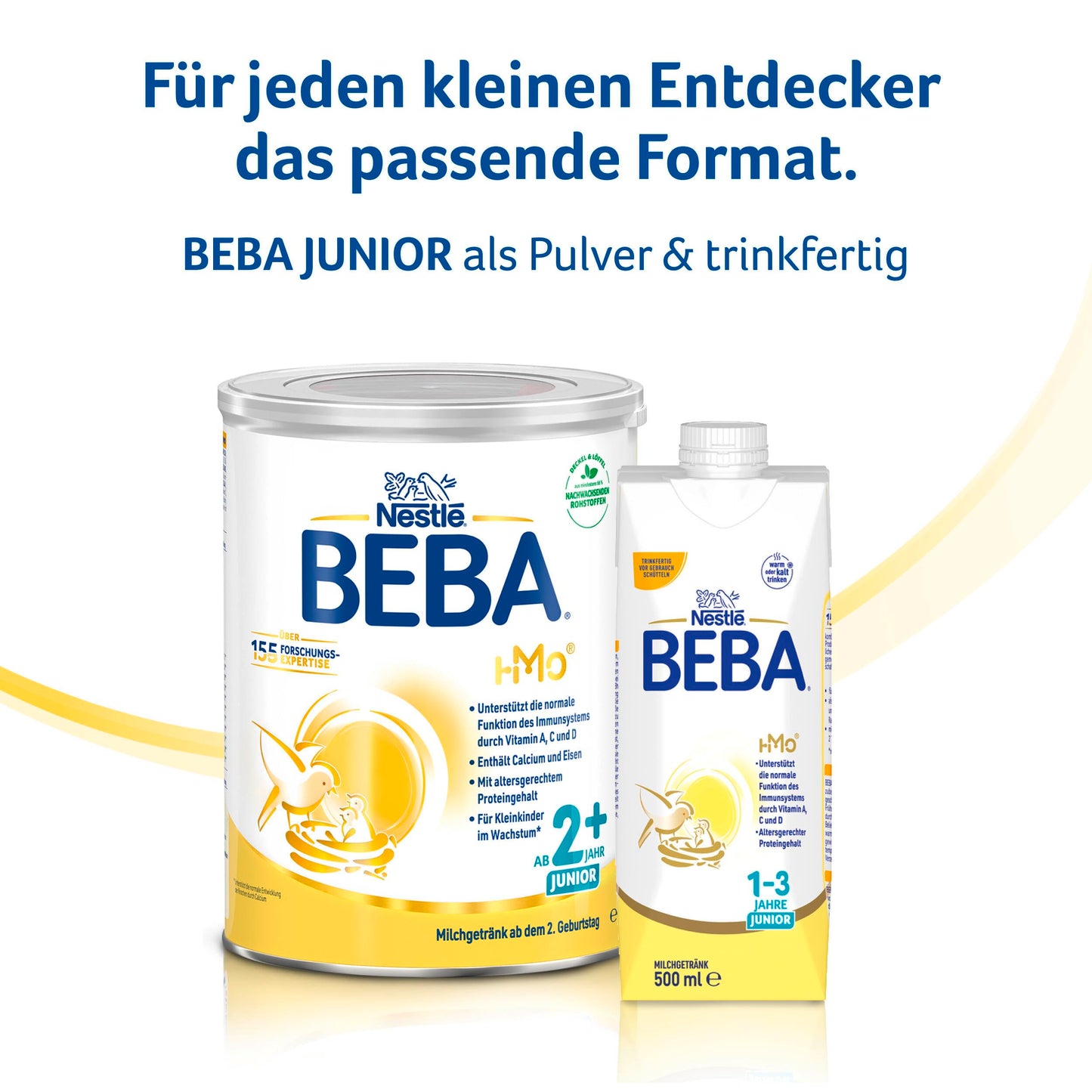 BEBA Junior 2+ Milchgetränk (3x 800g) ab dem 2. Geburtstag: Babynahrung mit HMO 2'-FL