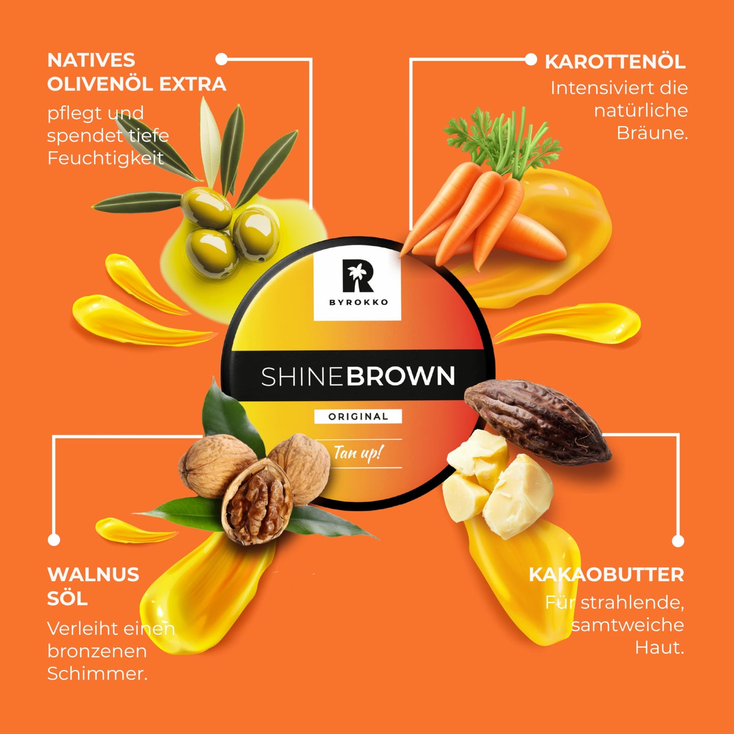 BYROKKO Shine Brown Tan Accelerator Sunscreen (210ml) with natural ingredients