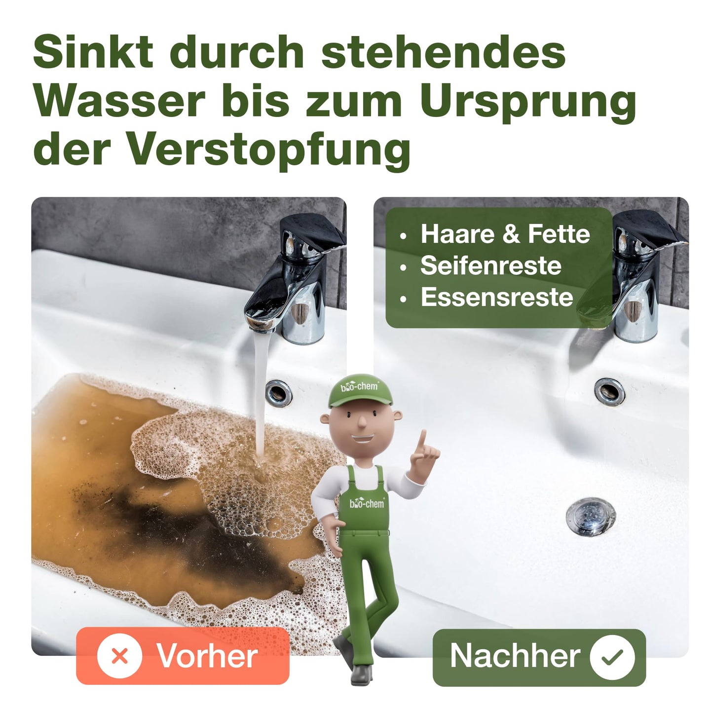 bio-chem Haar-Weg Abflussreiniger EXTRA STARK (1000ml) Made in Germany