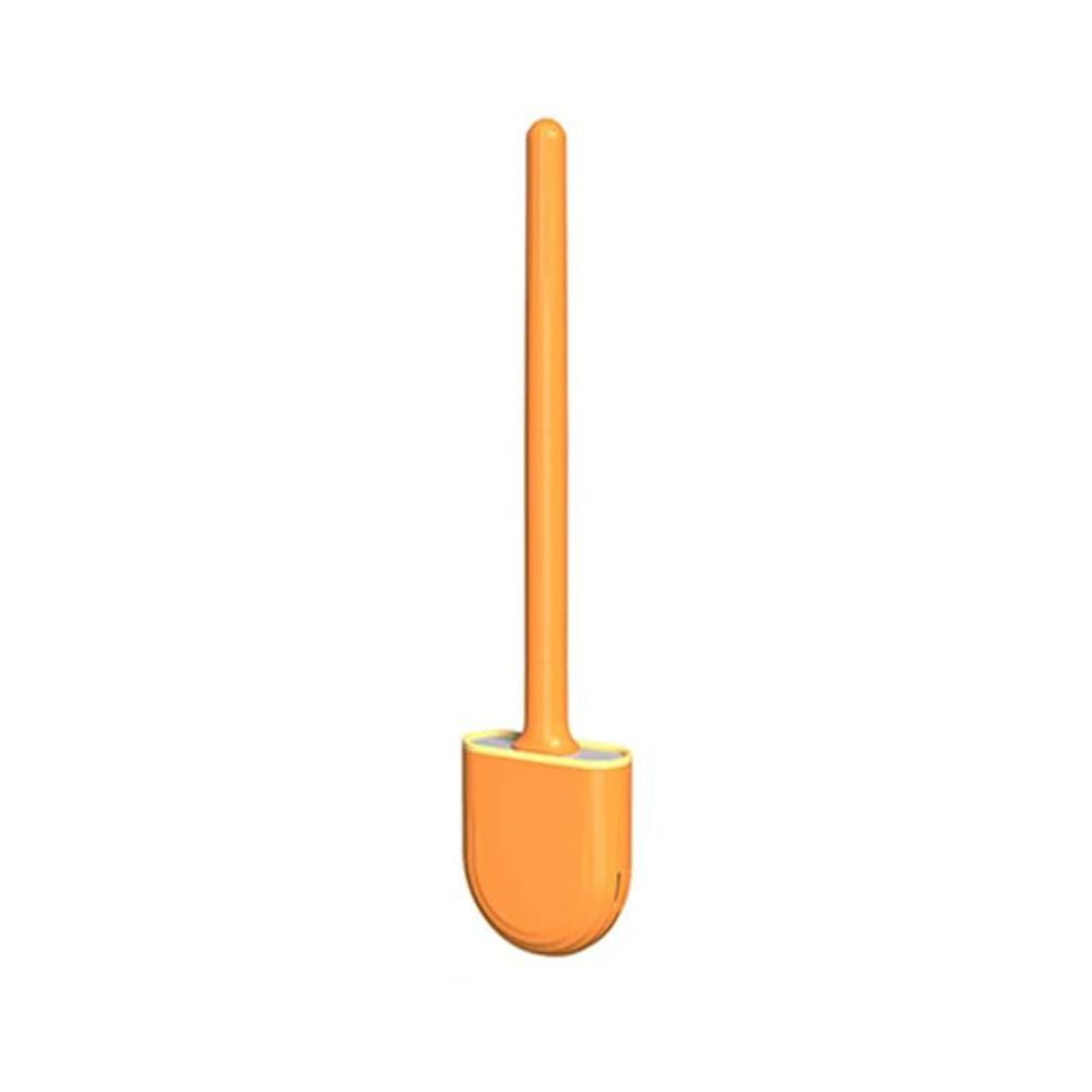 WC Toilettenbürste mit Silikonborsten + Schnell Trocknendem Haltersatz (Orange)