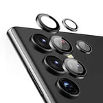 Protecteur d'objectif d'appareil photo Samsung Galaxy S24/S23/S22 Ultra | Étui à anneau en métal avec couvercle en verre trempé