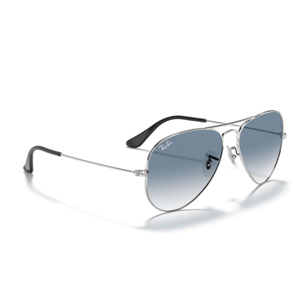 Ray Ban 'Aviator' sunglasses for men: silver frame, blue gradient lenses