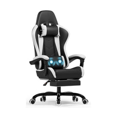 DEVOKO Ergonomic Massage Gaming Chair with Footrest (150kg load capacity, 360° rotatable)