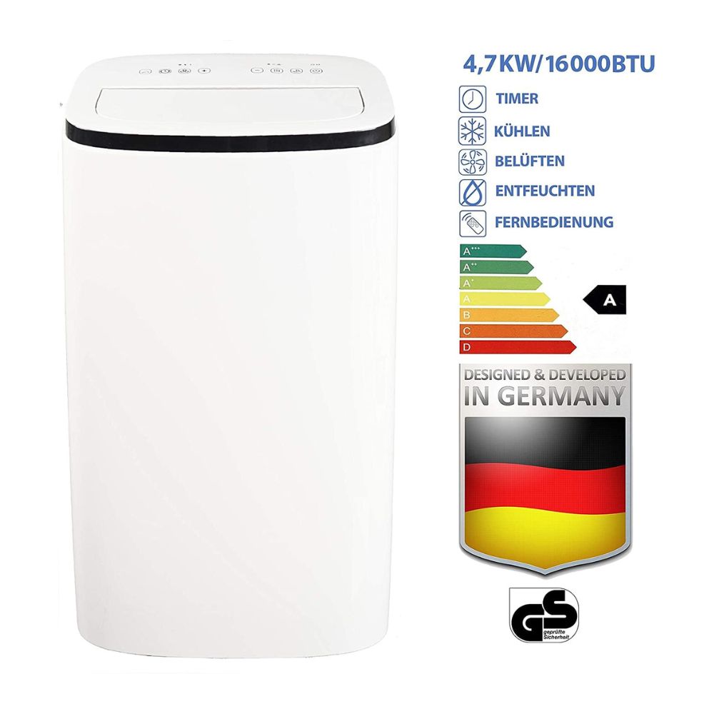 JUNG 'TV08' Mobile Air Conditioner with Remote Control: 16000 BTU, 4.7kW | Cooling, Dehumidifying, Ventilating