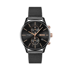 BOSS Chronograph quartz watch for men (1513811) with black stainless steel mesh link bracelet