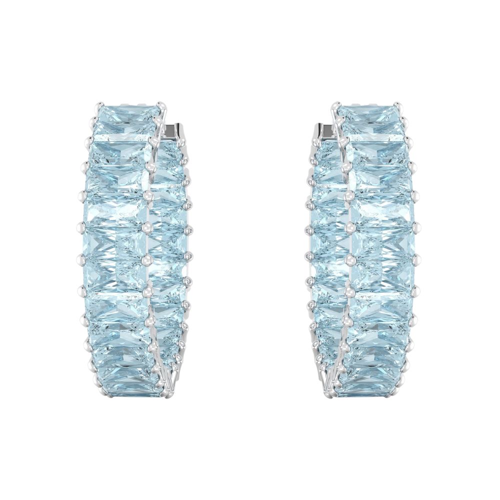 Swarovski Matrix Kreolen Damen-Ohrringe mit blauen Swarovski Kristallen