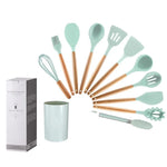 12-Piece Premium Silicone and Wooden Handle Kitchen Utensil Set with Non-Stick Surface