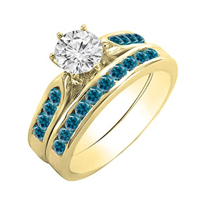 DazzlingRock Collection (DR1882-1834-14KY-6.5) 14Kt Gelbgold, Rundschliff, (K) Blauer Diamant