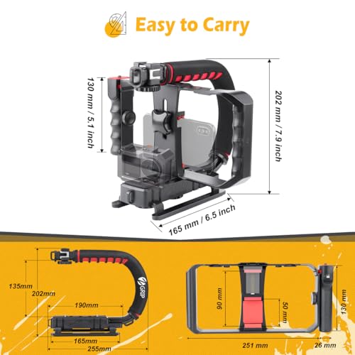 Triple Handheld Stabilisator für Action-Kameras, DSLR und Smartphones