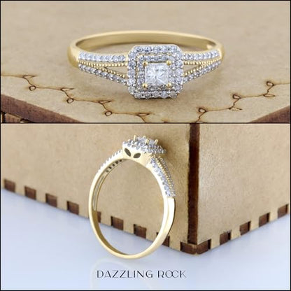 DazzlingRock 'Princess & Round Collection' (K2322-14KY-10) 14Kt Gelbgold, Rundschliff, J Diamant