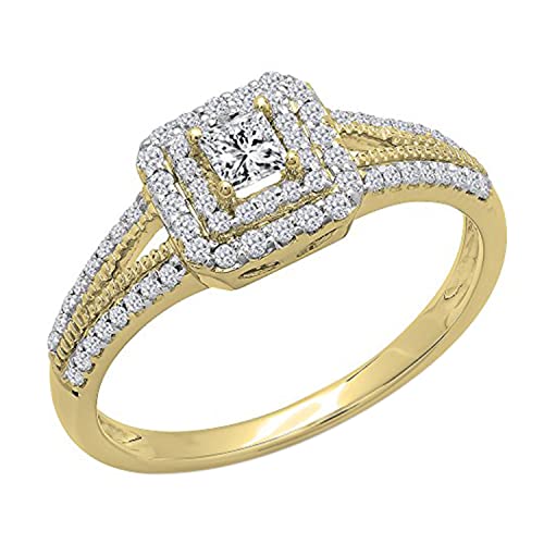 DazzlingRock 'Princess & Round Collection' (K2322-14KY-10) 14Kt Gelbgold, Rundschliff, J Diamant