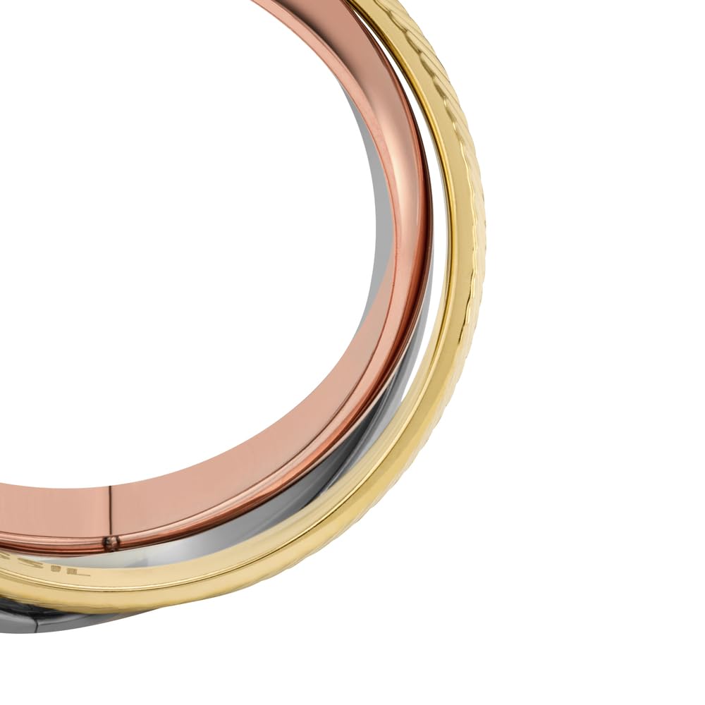 Fossil 'Harlow Interlocking Links' Damenring aus Edelstahl (Dreifarbig)