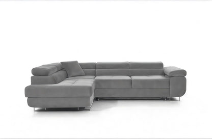 3-Sitzer L-Form Ecksofa mit Schlaffunktion 'PASTI' Eckcouch für Wohnzimmer (Hellgrau, Ottomane Links)