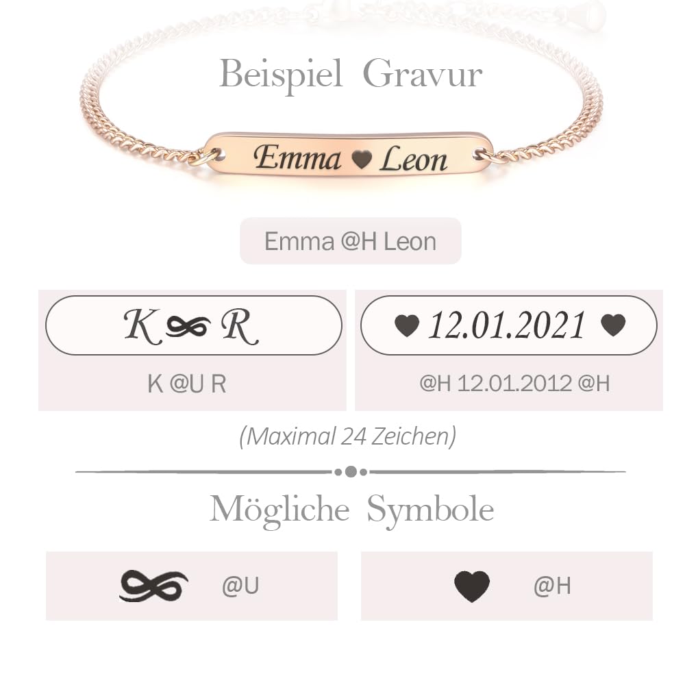 TMT Personalized ladies bracelet with engraving in silver, gold and rose gold