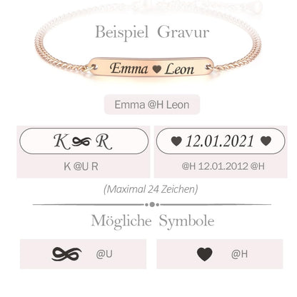 TMT Personalized ladies bracelet with engraving in silver, gold and rose gold