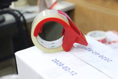 BOMEI PACK Parcel Tape Set | 6 rolls of clear 66m each + dispenser, versatile &amp; easy to unwind